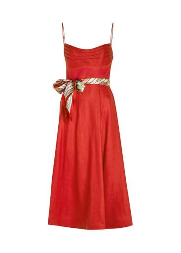 Rebellion belted linen midi dress by ZIMMERMANN