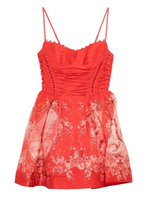 Rebellion lace-up floral mini dress by ZIMMERMANN
