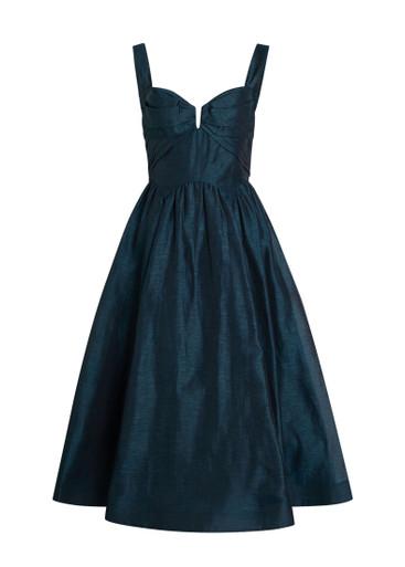 Rebellion pleated linen and silk-blend midi dress by ZIMMERMANN
