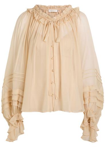 Rebellion pleated silk blouse by ZIMMERMANN