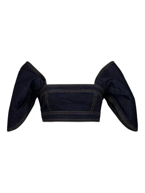 Rebellion puffed-sleeve denim top by ZIMMERMANN