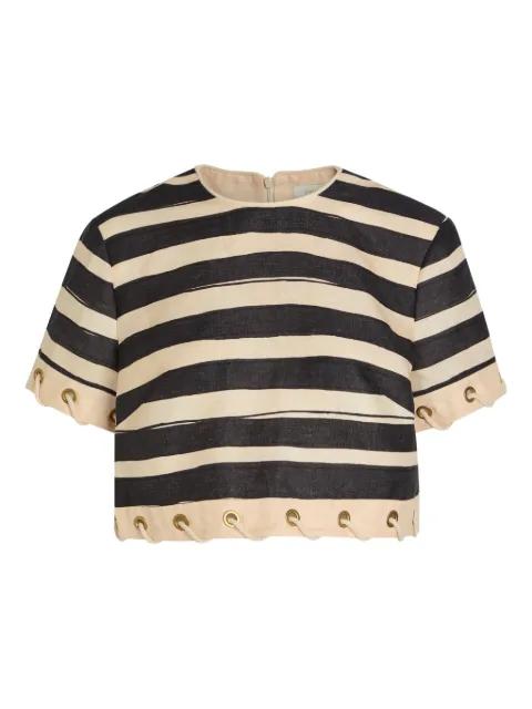 Rebellion striped eyelet-detail top by ZIMMERMANN