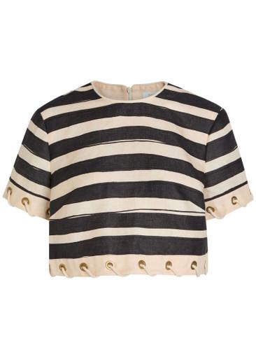Rebellion striped linen crop top by ZIMMERMANN