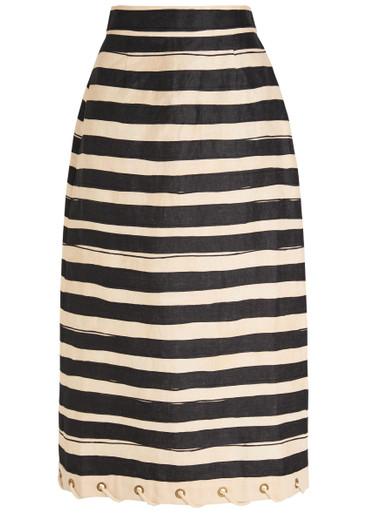 Rebellion striped linen midi skirt by ZIMMERMANN