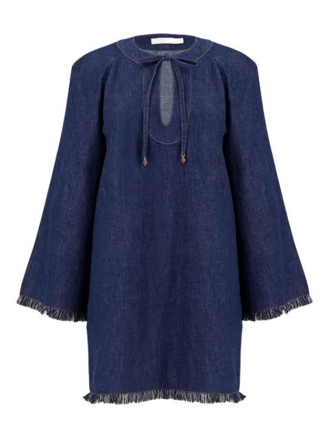 Rhiannon frayed-hem denim dress by ZIMMERMANN
