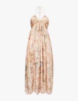 Roselight Halter Linen Maxi Dress by ZIMMERMANN