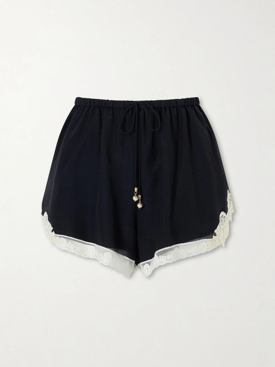 Roselight lace-trimmed cotton and silk-blend shorts by ZIMMERMANN