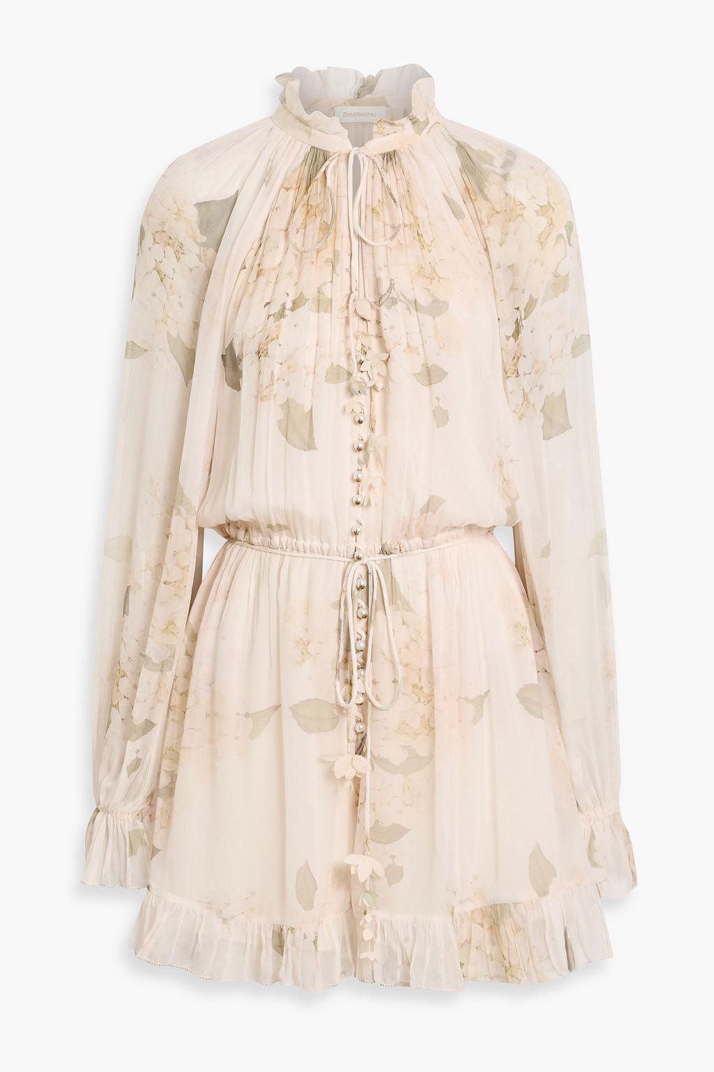 Ruffled floral-print crepon playsuit by ZIMMERMANN