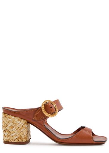 Solena 65 leather and raffia mules by ZIMMERMANN