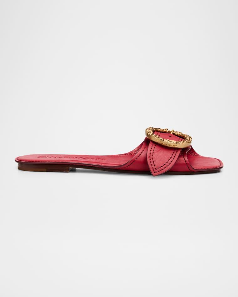 Solena Leather Flat Slide Sandals by ZIMMERMANN