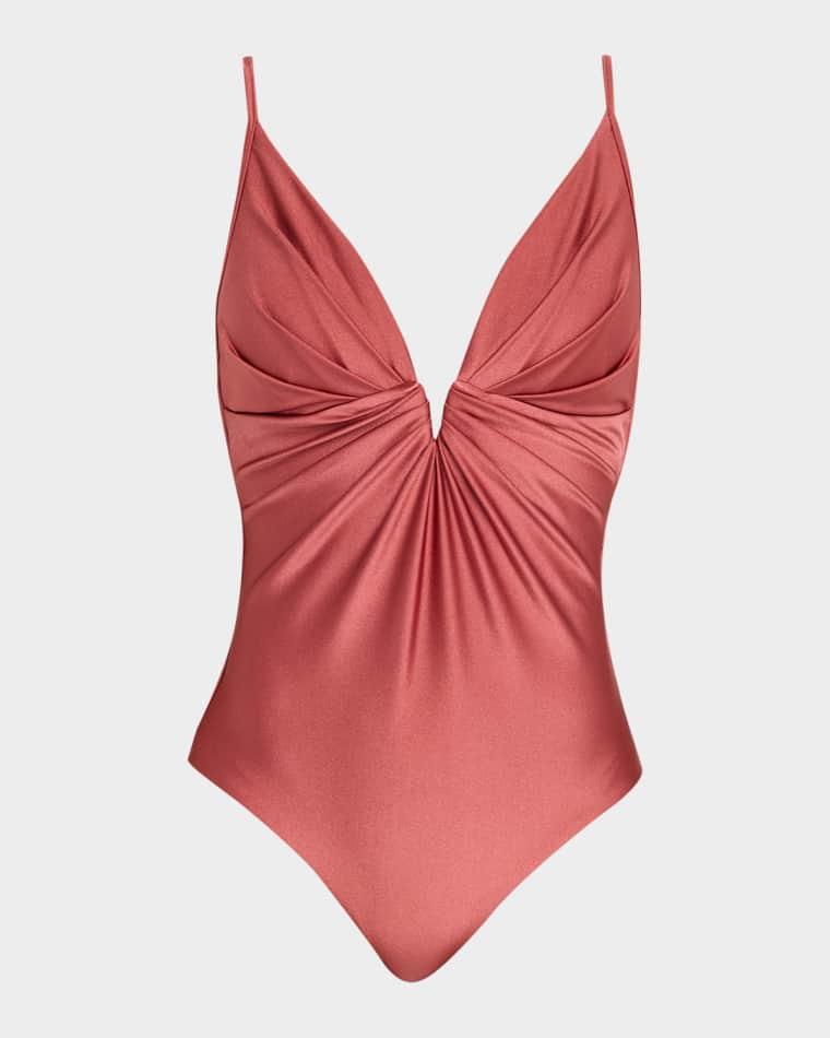 Solstice Tuck Plunge One-Piece Swimsuit by ZIMMERMANN