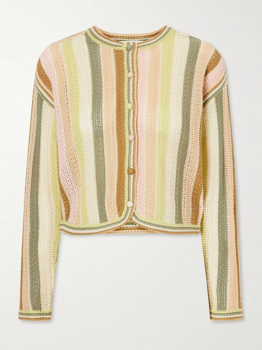 Striped crocheted cotton cardigan by ZIMMERMANN