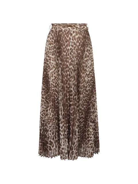 Sunray leopard-print pleated skirt by ZIMMERMANN