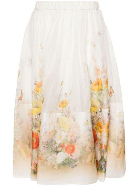 Tranquillity floral-print midi skirt by ZIMMERMANN