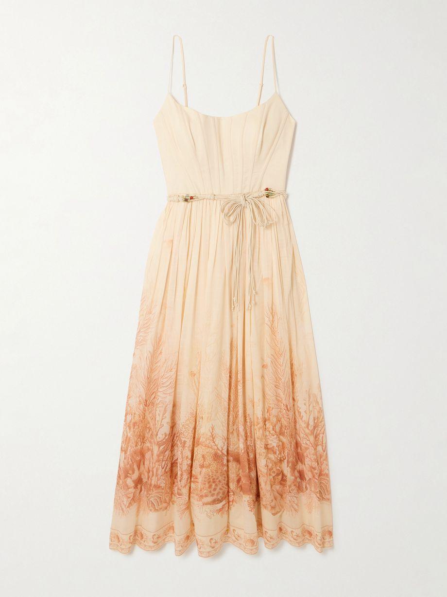 Wanderlust gathered printed cotton-voile midi dress by ZIMMERMANN