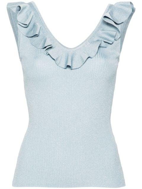 Waverly lurex-detail ribbed top by ZIMMERMANN