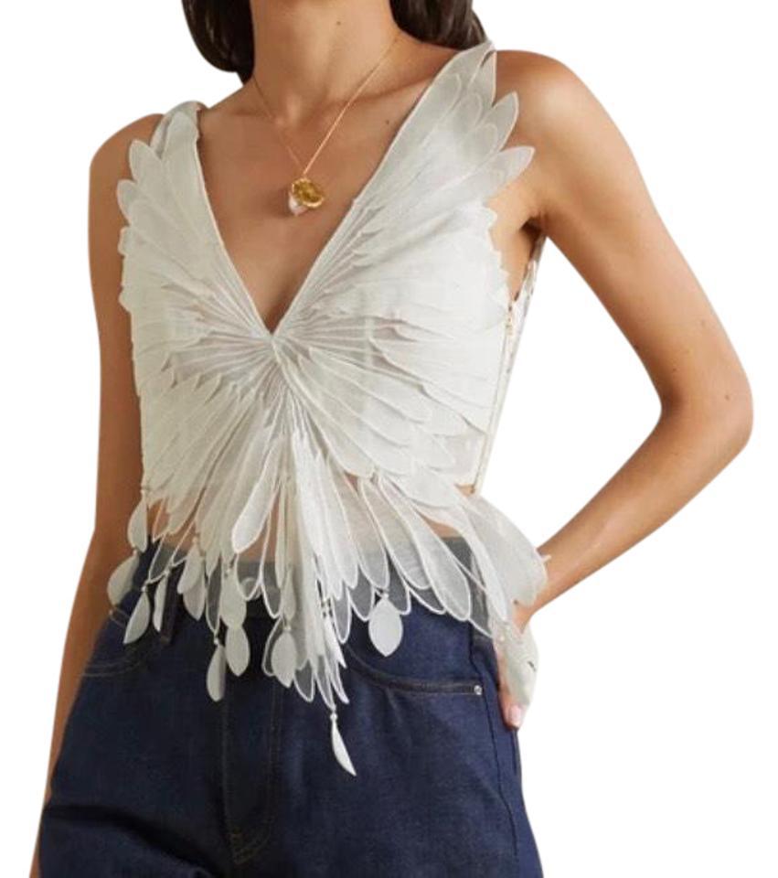 ZIMMERMANN White Rhythmic Embroidered Linen-silk Bodice Tank Top/Cami by ZIMMERMANN