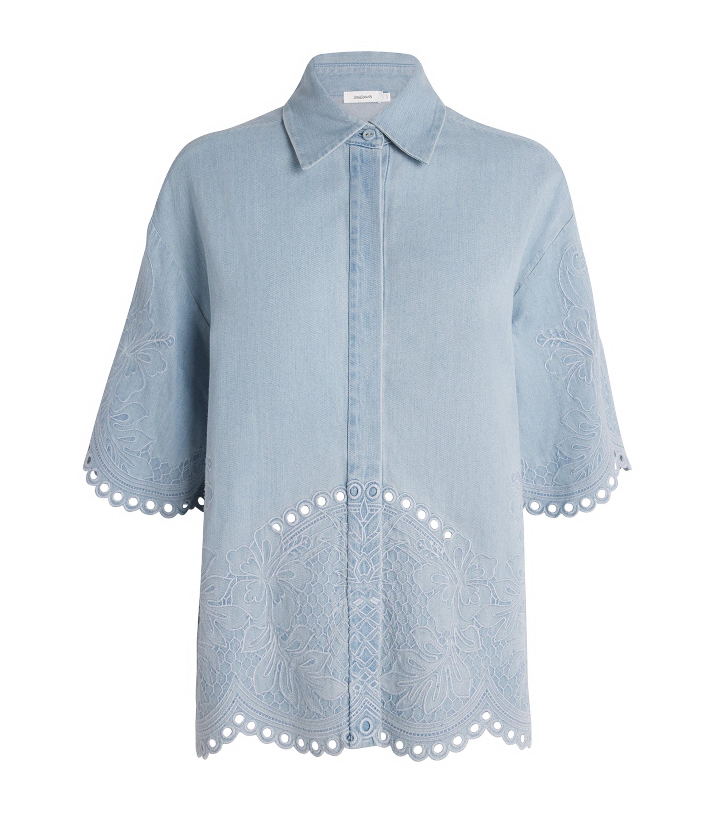Zimmermann Denim Embroidered Daylight Shirt by ZIMMERMANN