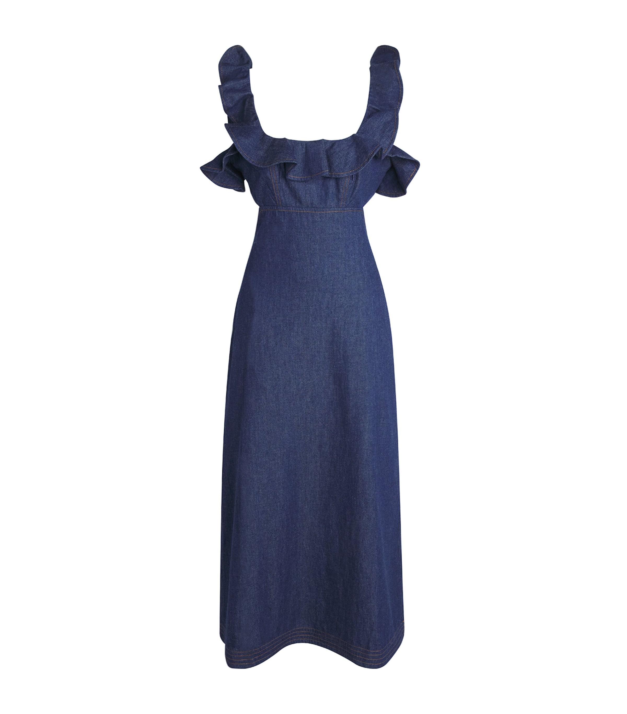 Zimmermann Denim Frilled Aster Midi Dress by ZIMMERMANN