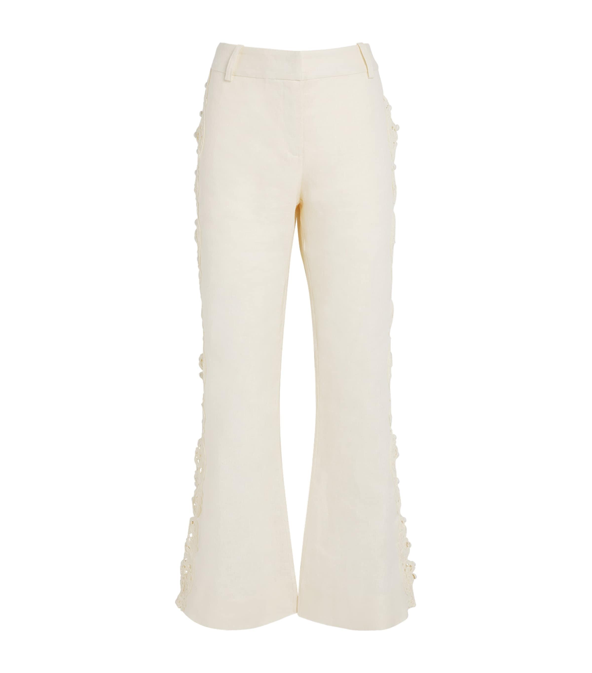 Zimmermann Linen Embroidered Awaken Flared Trousers by ZIMMERMANN
