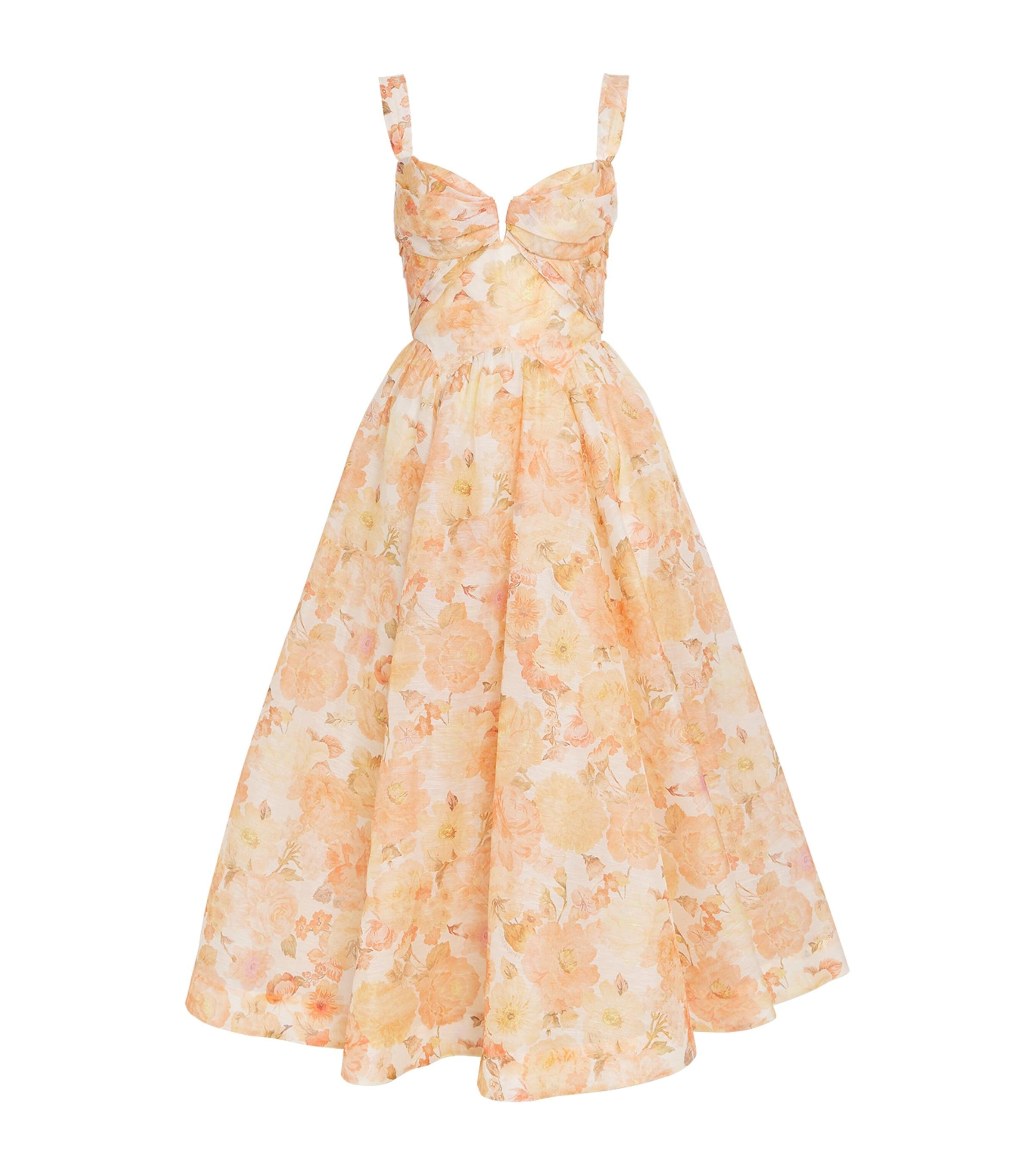 Zimmermann Linen-Silk Corset Rebellion Midi Dress by ZIMMERMANN