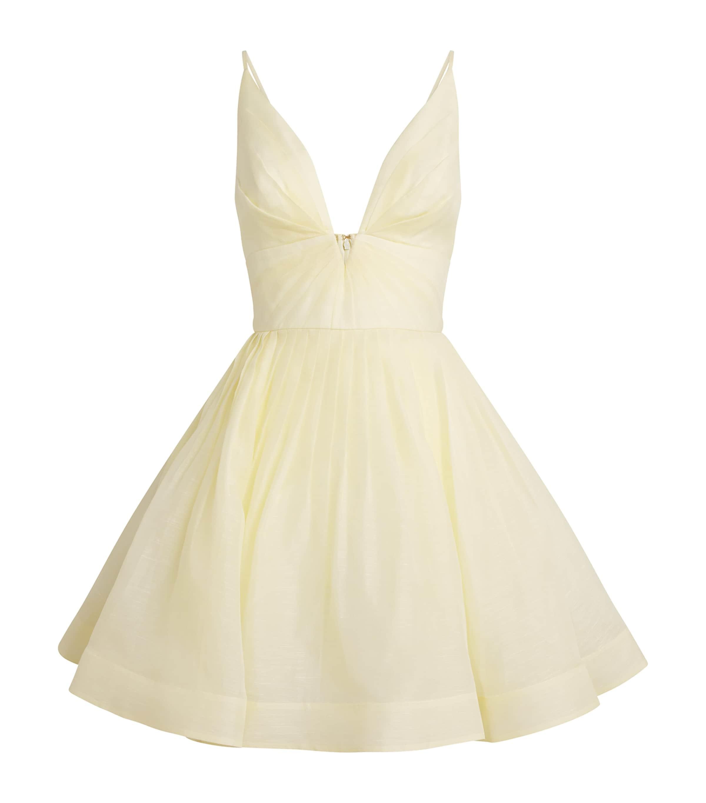 Zimmermann Linen-Silk Plunge Mini Dress by ZIMMERMANN