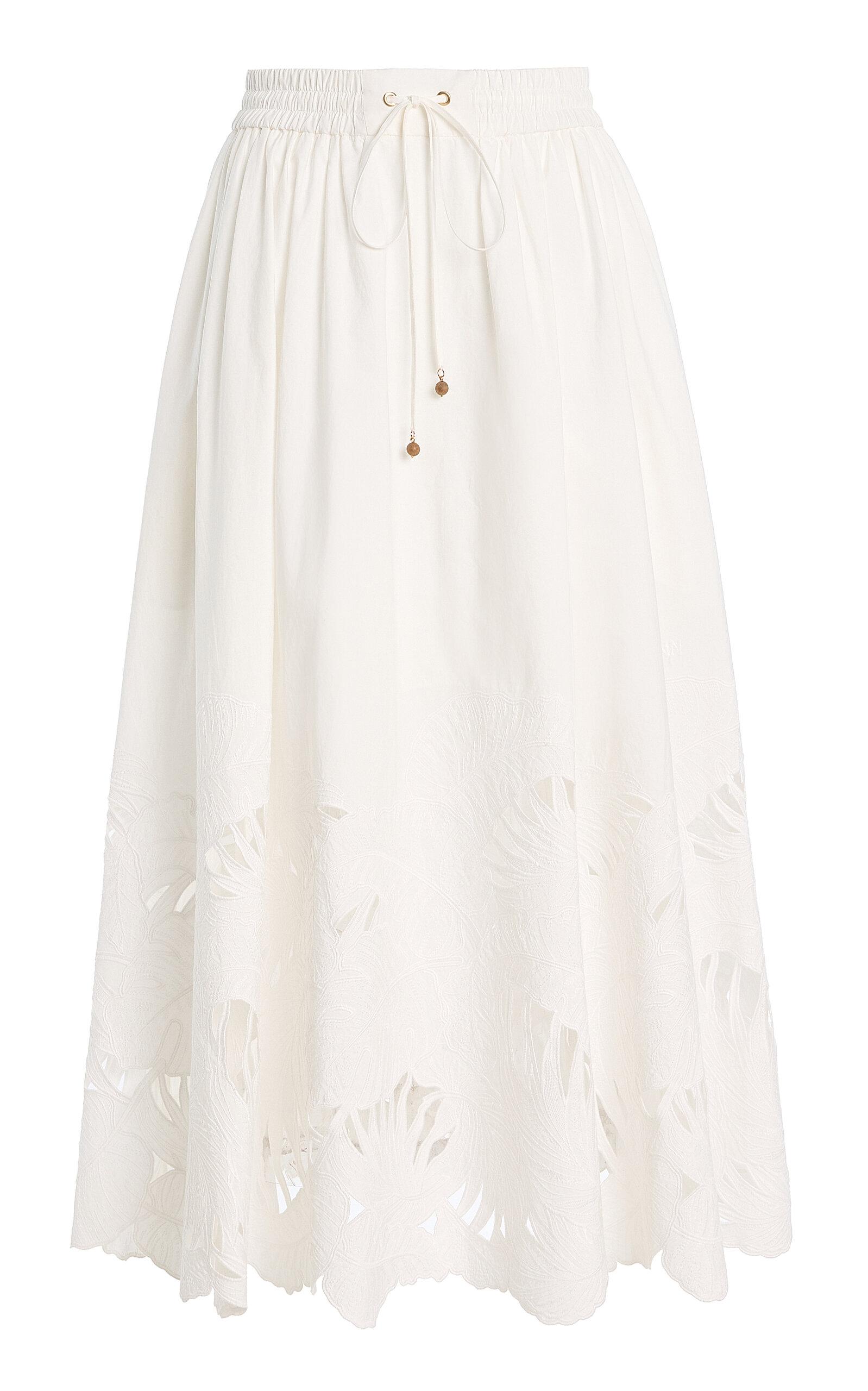 Zimmermann Mahon Embroidered Cotton Midi Skirt - Moda Operandi by ZIMMERMANN