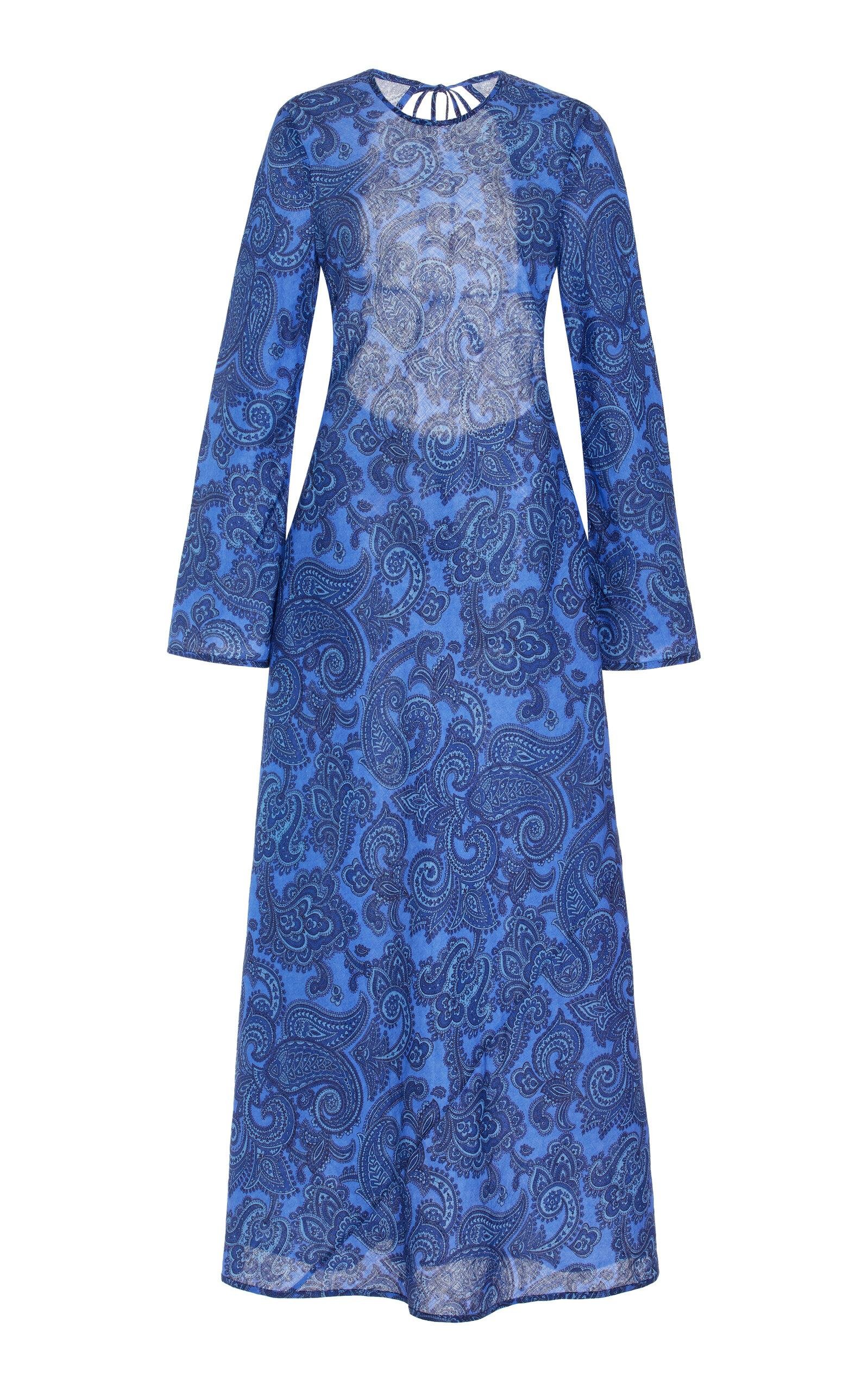 Zimmermann - Ottie Backless Linen Bias-Cut Maxi Dress - Blue - 1 - Moda Operandi by ZIMMERMANN