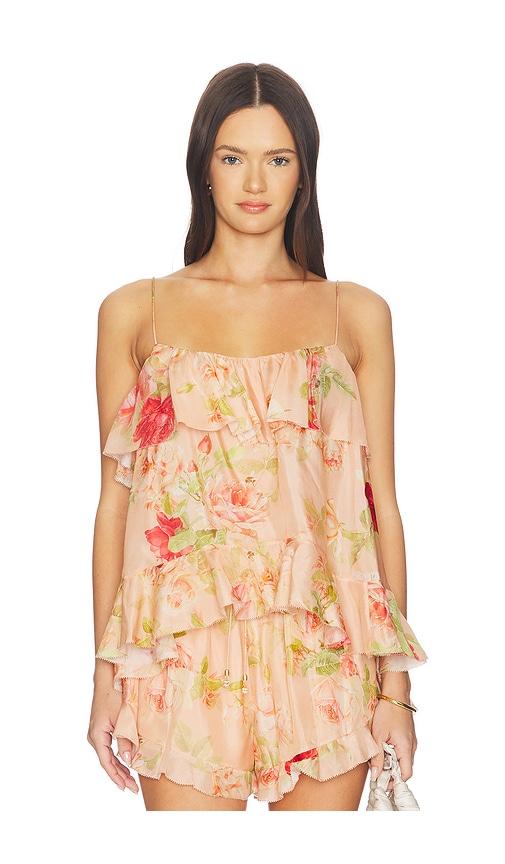 Zimmermann Roselight Frill Cami Top in Pink by ZIMMERMANN