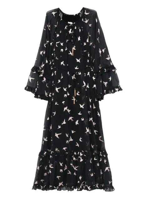 bird-print ruffled dress by ZIMMERMANN
