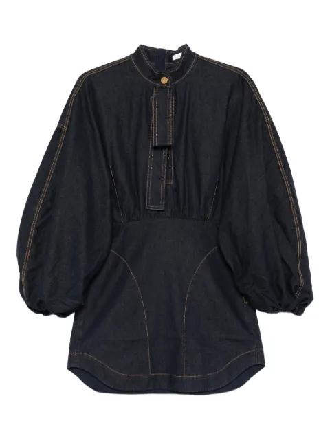 bishop-sleeve denim mini dress by ZIMMERMANN