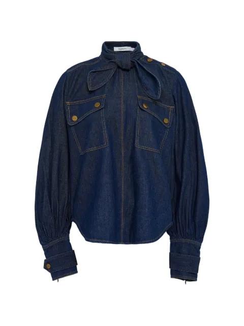 bow-detail cargo-pockets denim blouse by ZIMMERMANN