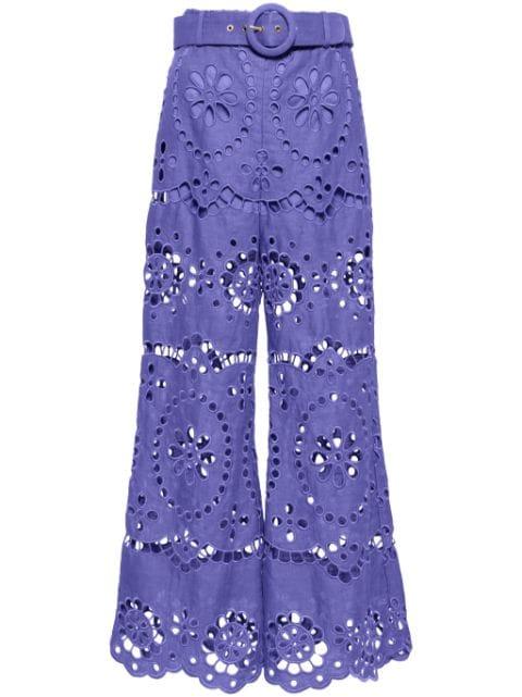 broderie anglaise cropped trousers by ZIMMERMANN