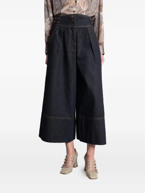 buckle-detail pleated denim culottes by ZIMMERMANN