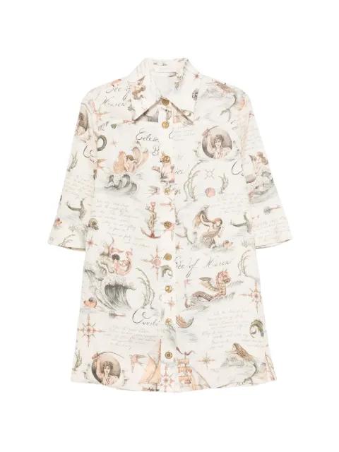 buttoned graphic mini dress by ZIMMERMANN