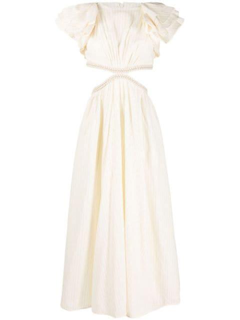 cut-out detail pinstripe dress by ZIMMERMANN