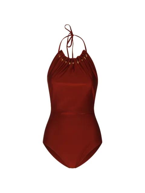 embellished halterneck swimsuit by ZIMMERMANN