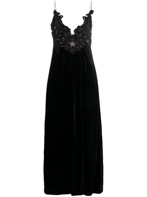 floral-embellished velvet A-line dress by ZIMMERMANN