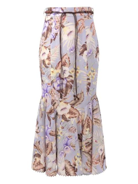 floral-print flared midi skirt by ZIMMERMANN