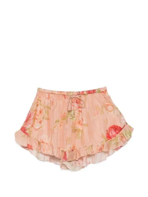 floral-print ruffled shorts by ZIMMERMANN