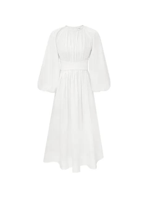 gathered puff-sleeve dress by ZIMMERMANN