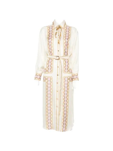 geometric-print belted shirt dress by ZIMMERMANN