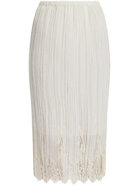 lace-panel pleated midi skirt by ZIMMERMANN