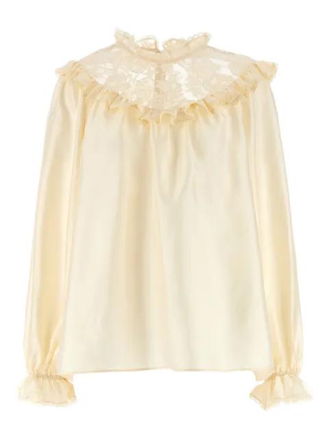 lace ruffled silk blouse by ZIMMERMANN