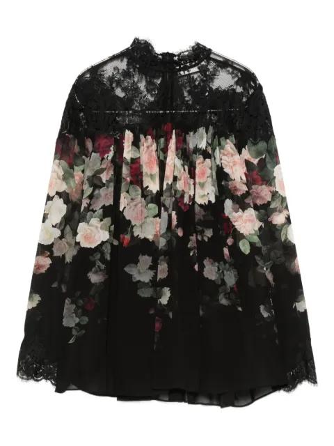 lace-trimmed floral blouse by ZIMMERMANN