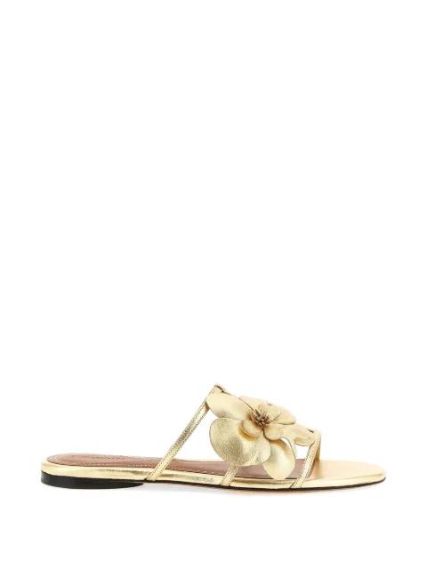laminated leather floral slides by ZIMMERMANN
