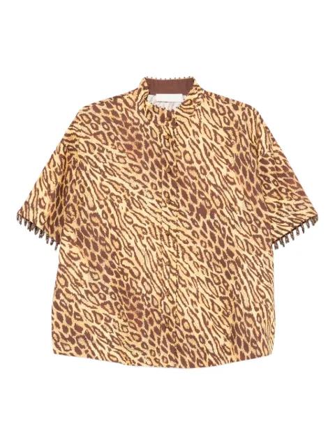 leopard-print beaded-cuff blouse by ZIMMERMANN