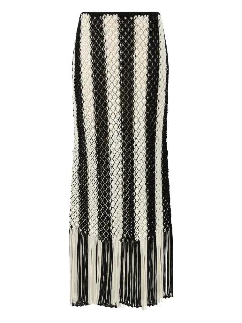 macramé-fabric fringed-hem maxi skirt by ZIMMERMANN