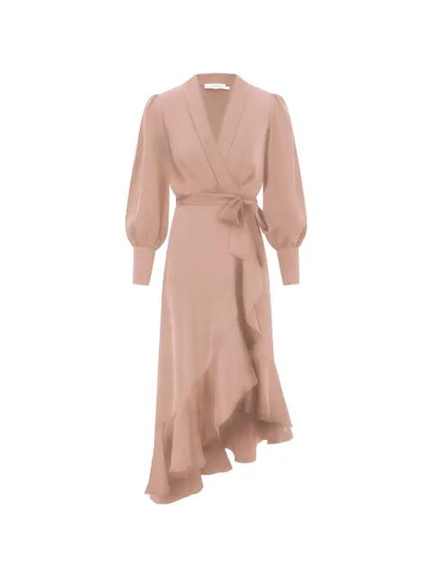 midi ruffled wrap dress by ZIMMERMANN
