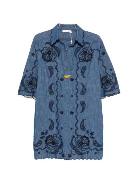mini Aster paisley-embroidered scalloped dress by ZIMMERMANN